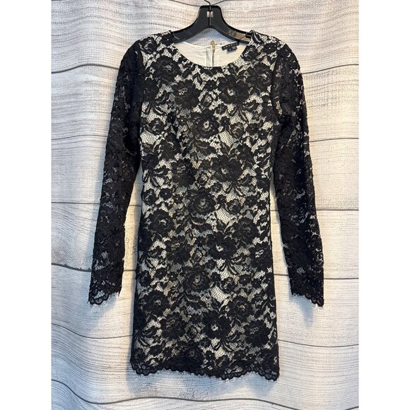 Theory Marique Black Lace Long Sleeve Dress Size 2 - Picture 1 of 3